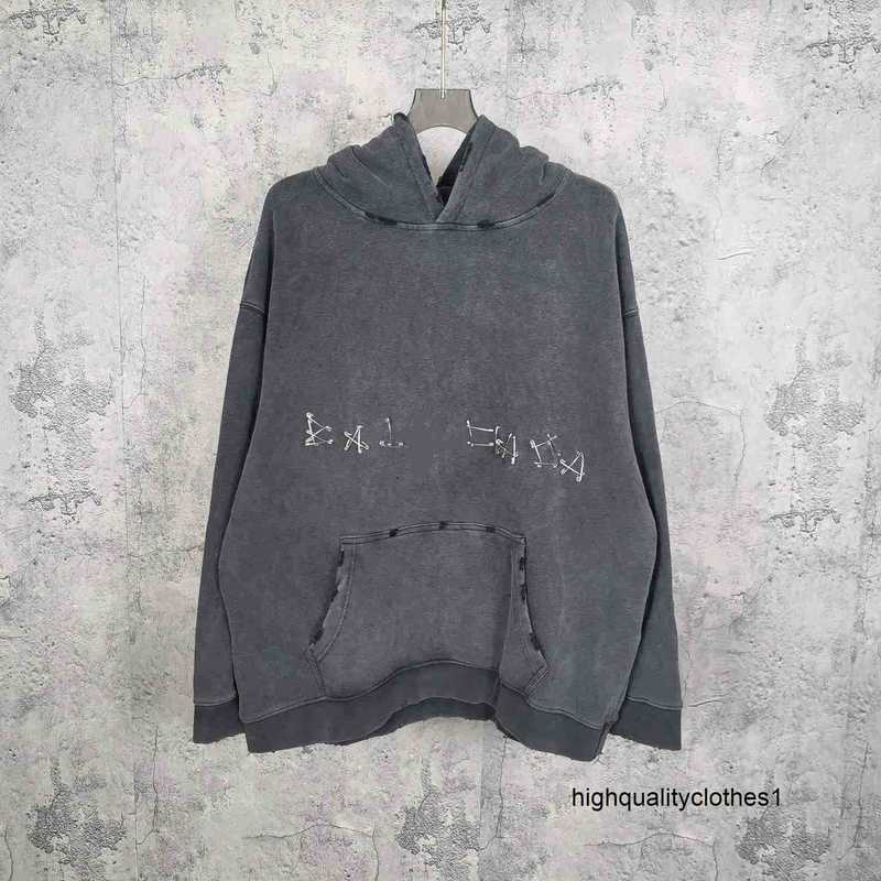 Designer Paris B Home 24 AutumnWinter New Pin Series Destruction Washable Sweatshirt Hoodie Unisex Coat KKK8