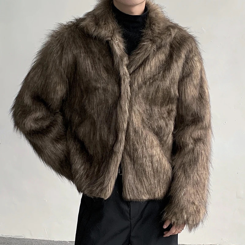 FEWQ mens cotton warm short wool coat fur leather jacket fashion 2023 autumn winter trend simple clothing top 9C3605 241209