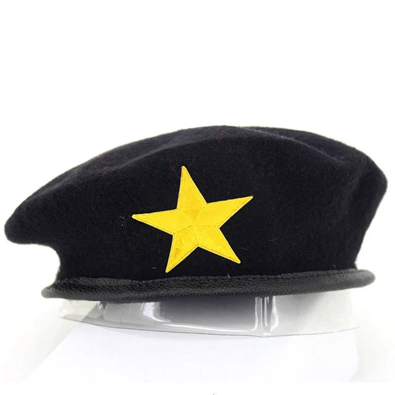 High quality wool beret fashionable military hat star badge sailor dance performance hat Trilby Chapeau unisex version 241209