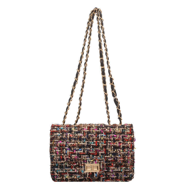 Xiaoxiangfeng woolen women's new trend 2024 popular Korean version fashionable versatile chain shoulder crossbody bag