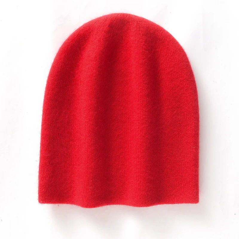 Winter 100% Cashmere Knitted Headwear Womens Warm Bean Hat High Quality Solid Leisure Hedge Hat Skulls 241210
