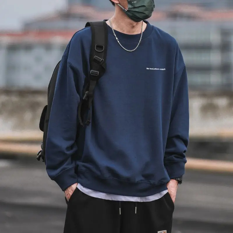 American Retro Autumn Boyfriend Patchwork Round Neck Letter Fashion Solid Color Loose Casual Long Sleeved Sweatshirt 241209