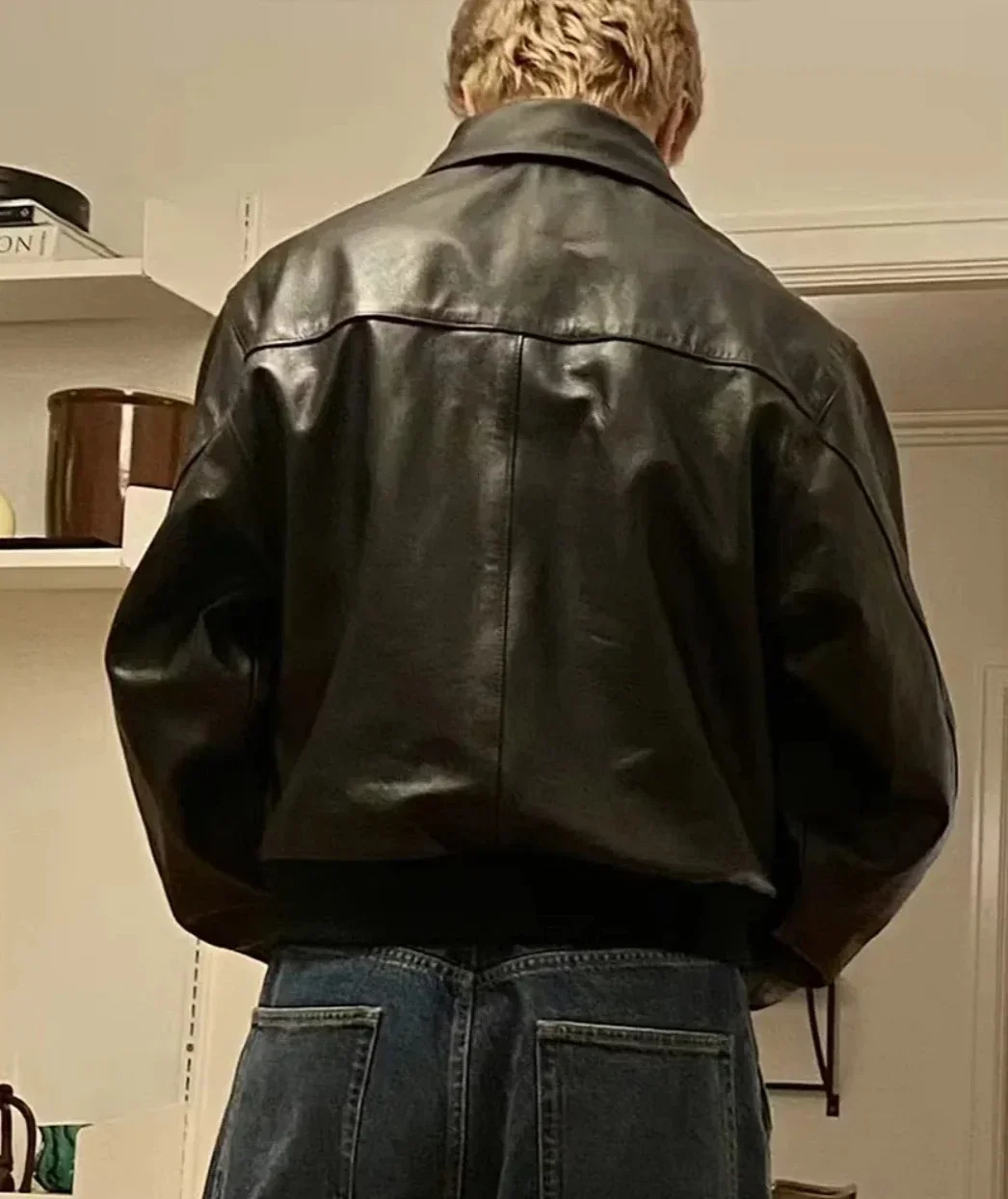 Streetwear Black Leather Jacket Harajuku Alphabet Pattern Embroidered Coat Mens Long Sleeve Zipper Gothic Fashion 241209