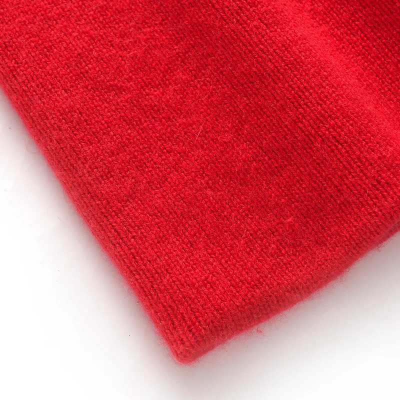 Winter 100% Cashmere Knitted Headwear Womens Warm Bean Hat High Quality Solid Leisure Hedge Hat Skulls 241210