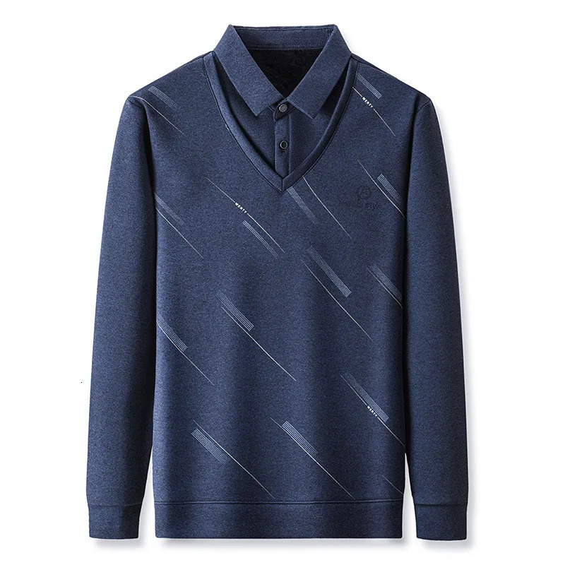 2024 Fashion Mens Polo Shirt Fleece Long Sleeve Autumn and Winter Warm Clothing Korean Style for Men Tops 241202