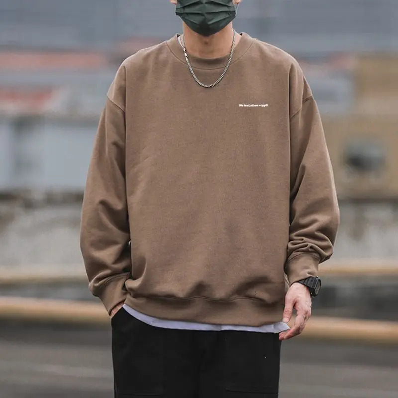 American Retro Autumn Boyfriend Patchwork Round Neck Letter Fashion Solid Color Loose Casual Long Sleeved Sweatshirt 241209