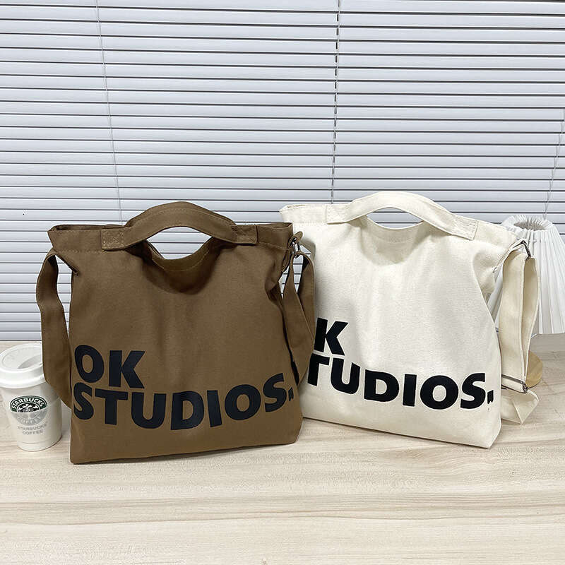 Canvas Women's Single Shoulder Crossbody Bag, College Student Class, Japanese Art, Simple, Large Capacity Korean Version Cloth Bag B3