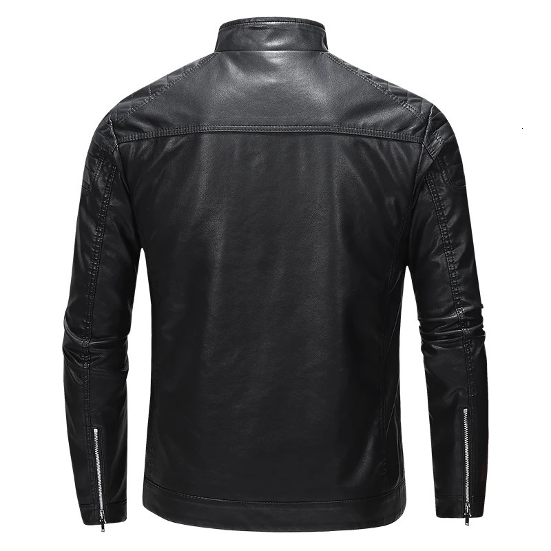 2024 Leather Motorcycle Jacket Mens Slim Short Coat Collar Pu Windproof Blazer 241202