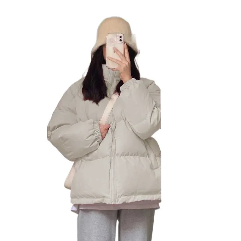 2024 Womens Elementary School Korean Pink Inflatable Jacket Cut into Severe Winter Thick Long Sleeve High Waist 241209