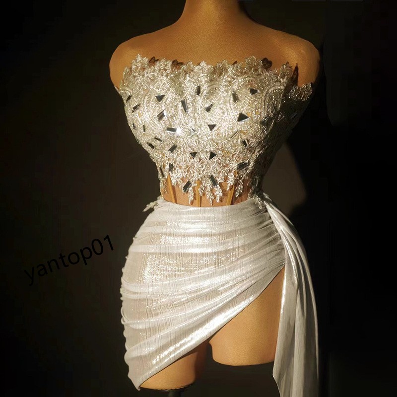 dress casual dresses gold rhinestones fringes short dress women dance show performance evening party stage costume birthday celebrate designer dress 2
