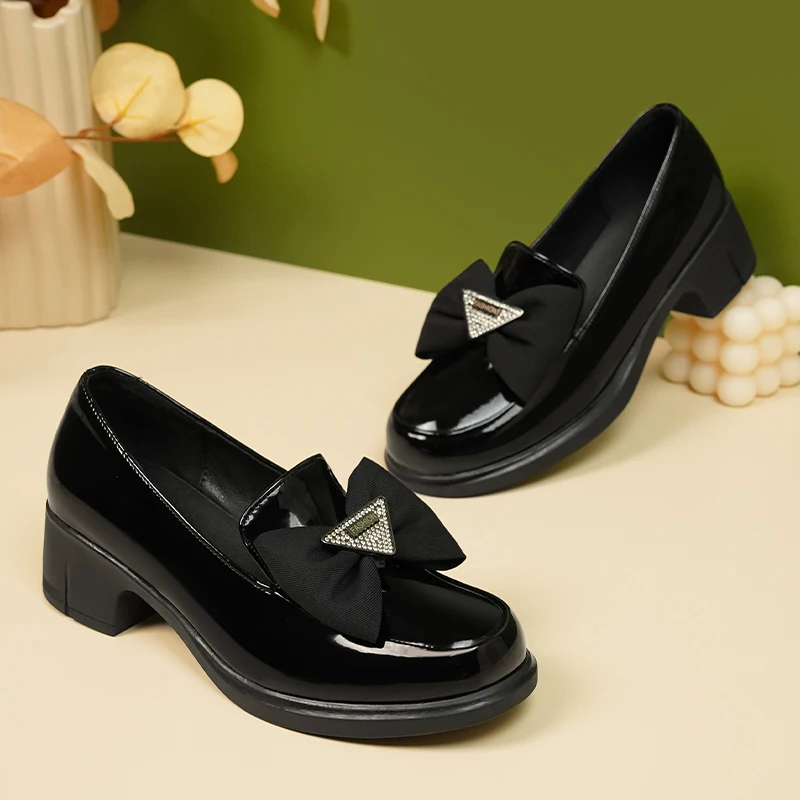 AIYUQI Loafers Women Spring Bow Women Shoes Round Toe British Style Slip-on Genuine Leather Ladies Shoes