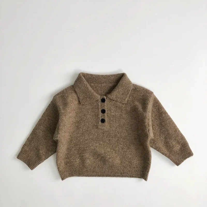 MILANCEL 1-6Y Autumn Boys Clothing Childrens Knitted Down Collar Sweater Childrens Fashion Solid Color Pullover Girls Coat 241210
