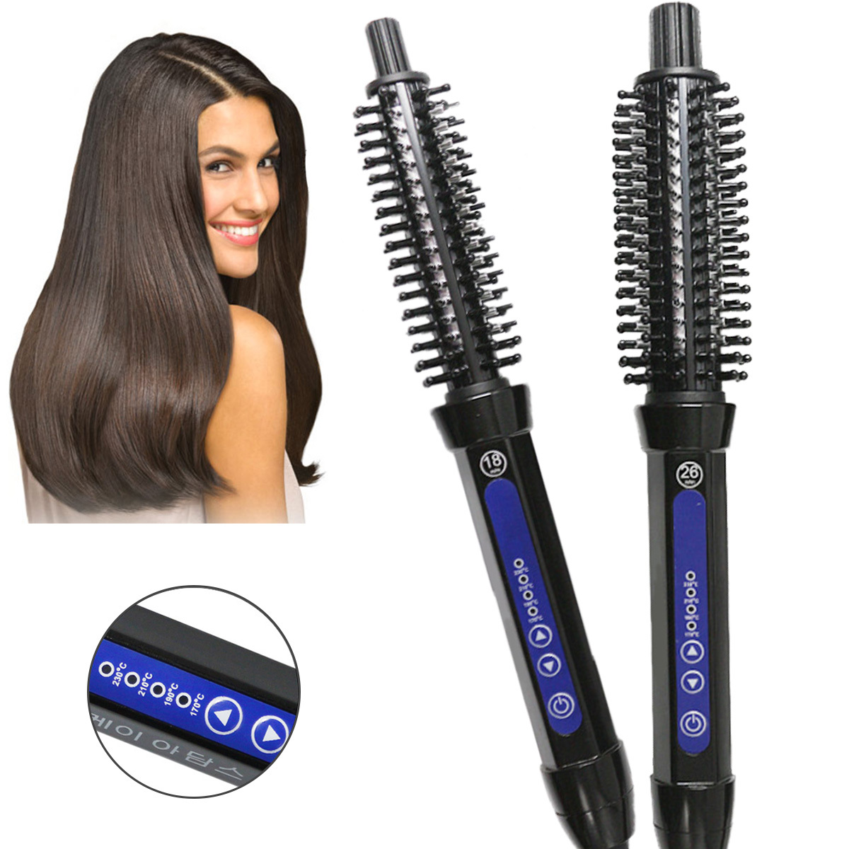 2 In 1 Professional Ceramic Curler Electric Hot Comb Multifunction Brush Hair Curlers Roller Styg Tool Curg Iron