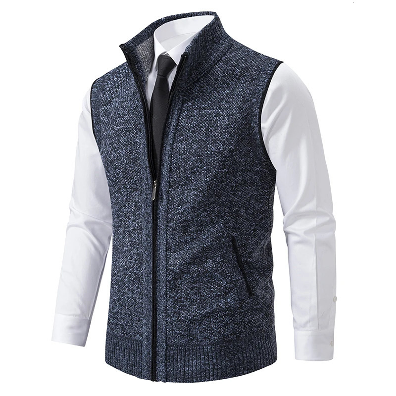 Mens vest with open collar and sleeveless knitted jacket mens fashionable casual veterinary coat mens clothing brown vest 241205