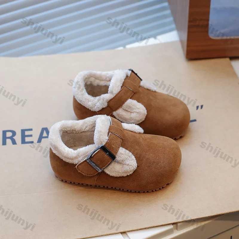 Childrens Cotton Shoes Winter Kids Non-slip Leisure Comfy Flat Warm Shoes Boys Girls Casual Loafers Lightweight Soft Sole ShoeXJ241209