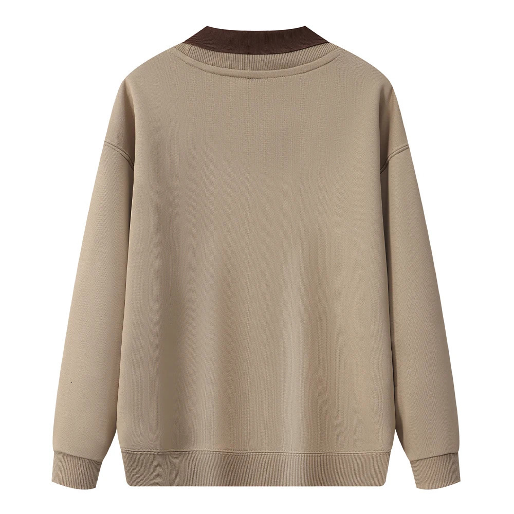 Unisex Sweatshirt With Collar Trendy Color Block Polo Hoodie Man Sweat Shirt Patchwork Pullover For Men Sudaderas Hombre 241209