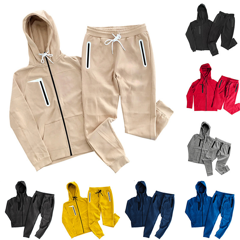designer hoodie foreign trade european and american sports fitness and leisure set for men's autumn new style youth air layer hooded zipper men&#