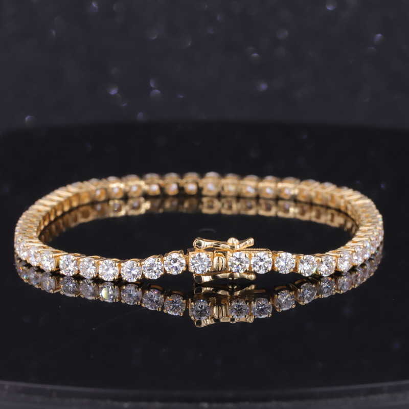 Starsgem Women Jewelry 14K Solid Gold Lab Grown Diamond Link Chain Tennis Bracelet