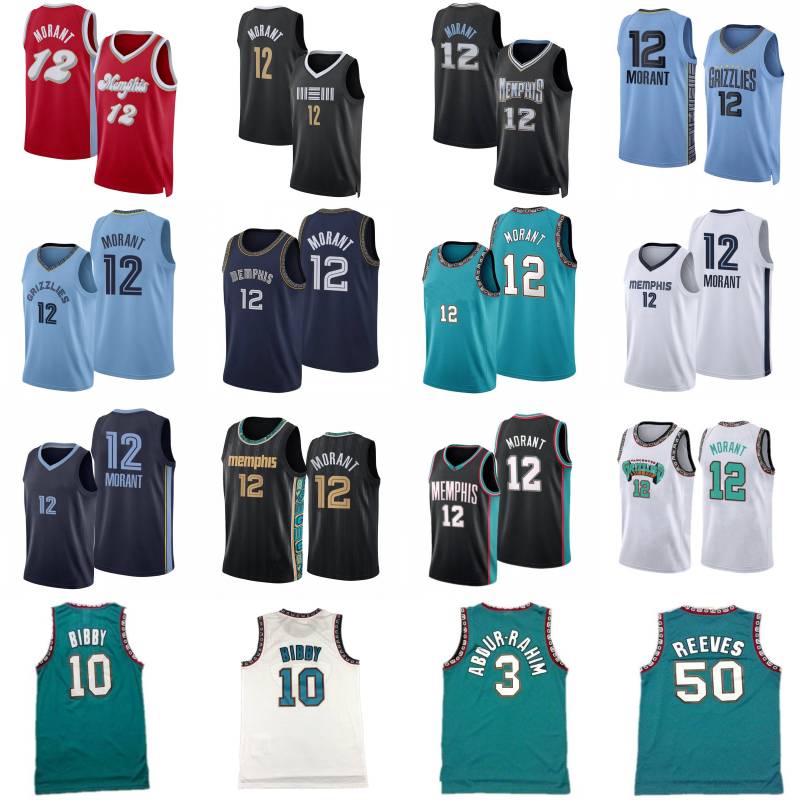Mens 12 Ja Morant City Basketball Jerseys 10 Mike Bibby 50 Reeves 3 Shareef Abdur-Rahim Retro Shirt