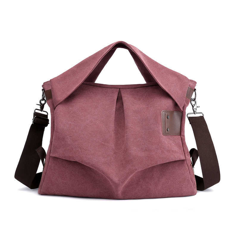Canvas bag women's bag fashion pleated women's bag large capacity portable women's bag leisure Shoulder Messenger Bag 241215