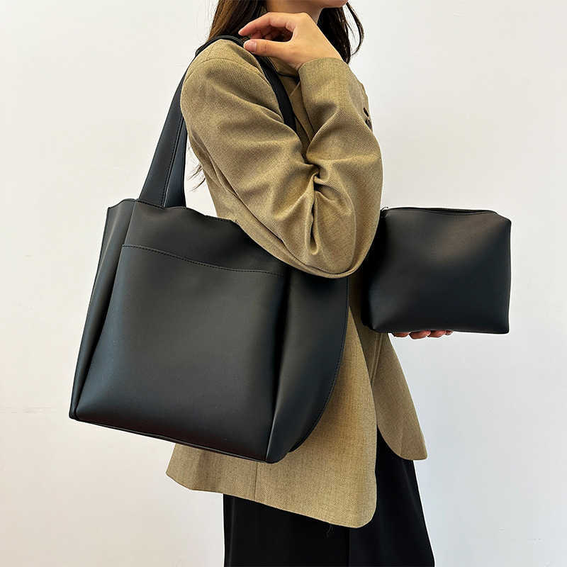 Mother and Child Bag Simple Commuter Shoulder Bag Large Capacity Tote Bag Versatile Soft PU Underarm Bag Can Be Added 241215