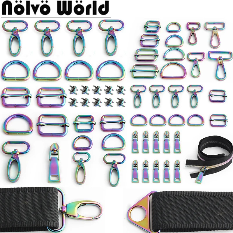 Rainbow 20/25/32/38MM metal buckle magnetic buckle used for wallet bags switch clip hooks D-rings sliding buckle hardware accessories 241205