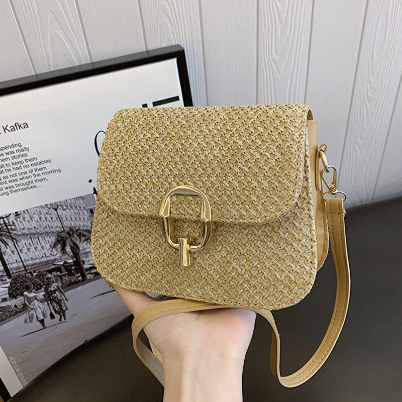 New fashion straw crossbody bag casual travel beach designer shoulder bag designer flip up women s handbag bag