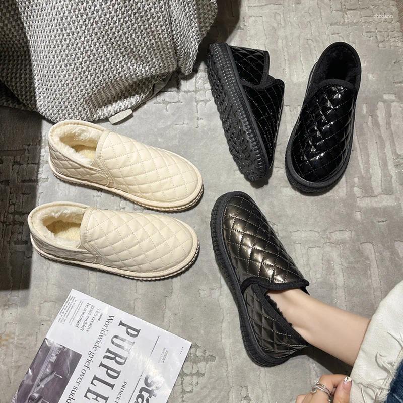 Casual Shoes Moccasin Female Sneakers Slip-on Moccasins Winter Slip On Snow Boots Shearg Fur Woman Shoe Moccas zhanyishengli