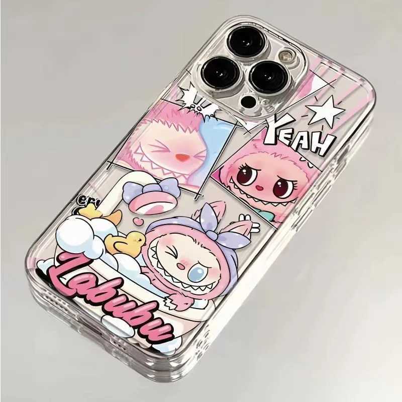 High Quality Labubu Zimomo Couple Phone Case Suitable for iPhone 16 11 13 14 15 Pro Max Mini XSM XR 7 8 Plus Kawaii Cute Cartoon Animal Doll Cover O24