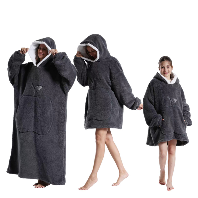 Blankets For Adult Child Extra Long Wearable Blankets Winter Flannel Hooded Blanket with Full Sleeves Men Women Cozy Soft Throw Adult TV Blanket