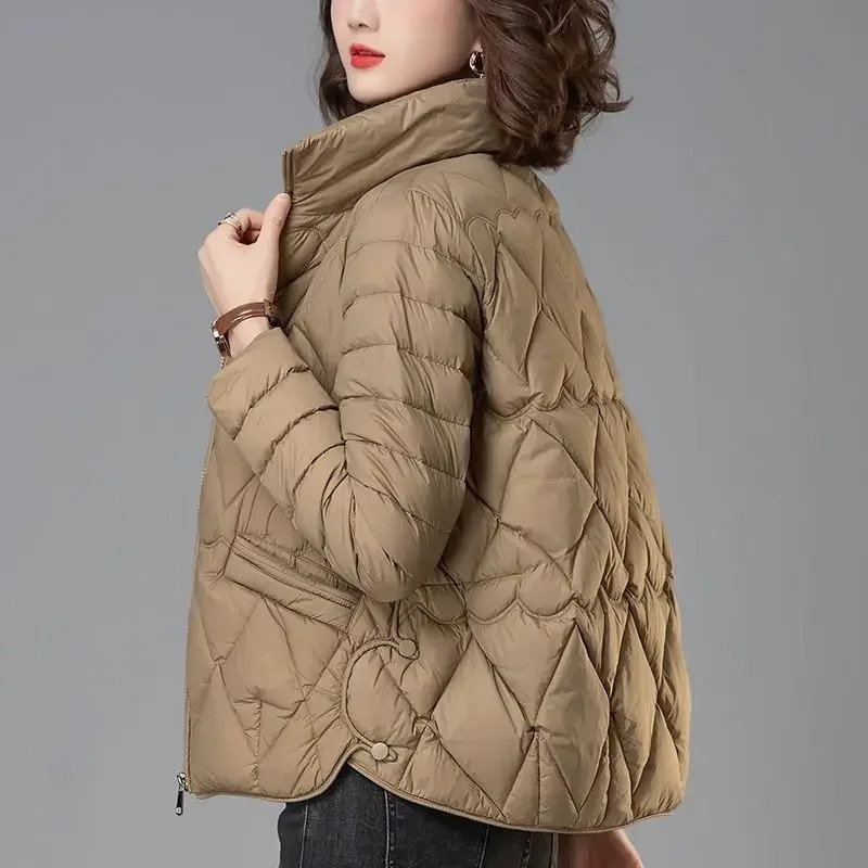 Womens down cotton jacket winter coat loose warm casual solid 241209