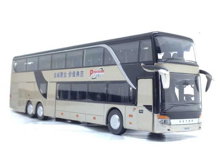 High quality 1 32 alloy+ABS rear pull bus model for new car sales in 2023 high simulation dual visual bus flashing LED toy car X241209
