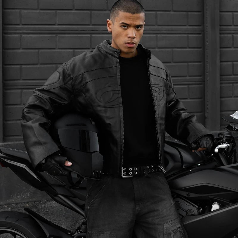 American retro letter 3D n zipper oversized leather jacket suitable for mens autumn and winter style motorcycle elements couple 241209