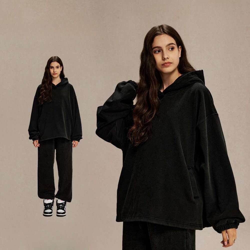 2024 Autumn American Trendy Brand Woolen Hoop 450g Dirty Dyeing Stir Fry Color Men's Hoodie, niche design sense, plus size men's clothing