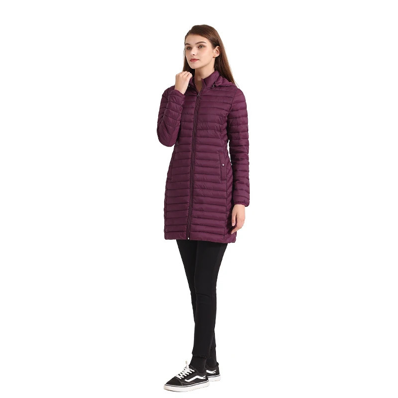 SANTELON Women Soild Loose Long Parka Coat With Hood Female Warm Outdoor Padded Cotton Clothes Ultralight Portable Outwear 241209
