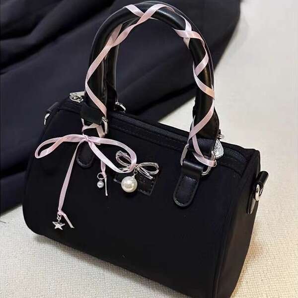 2024 new fashionable high-end handbag, niche girl heart butterfly bow, Boston commuting single shoulder diagonal cross bag