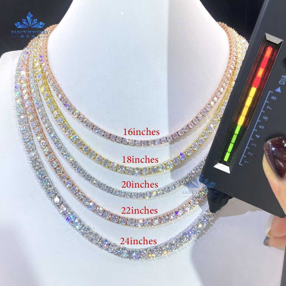 2024 trendy hip hop chains 925 sterling silver moissanite diamond necklace 3mm 4mm 5mm 6mm iced out moissanite tennis chain