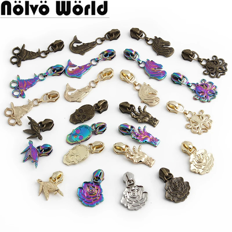 Skeleton shaped 5# nylon metal zipper puller slider used for bag wallet fixed puller double-sided DIY sewing replacement accessories 241205