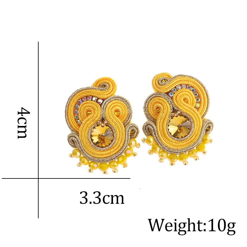 Fashion Soutache earrings for women woven jewelry handmade stud earrings crystal bohemian fashion elegant womens gifts 241209