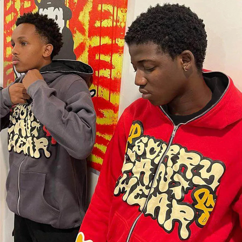 Harajuku jacket with printed letters mens jacket pink zipper hoodie oversized long sleeved zipper top casual hoodie 241202