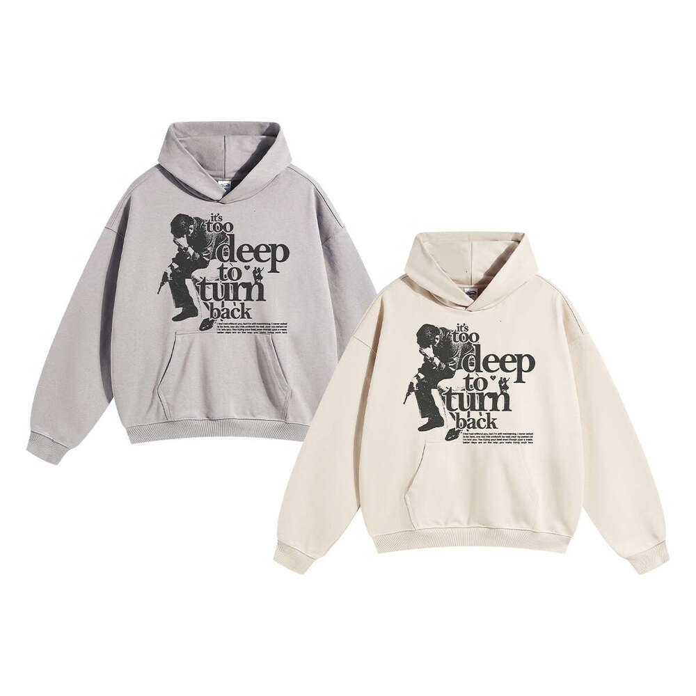 2024 Autumn New Product 430g Digital Direct Spray Woolen Loop Printed Men, American Retro Trendy Brand Hoodie for Men