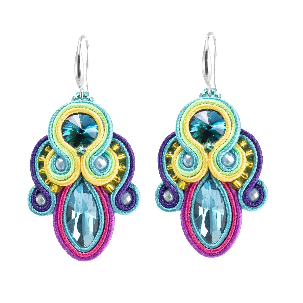Exquisite Soutache Handmade Pendant Earrings Multi Color Fashion Jewelry Weaving Earrings Womens Ethnic Bohemian Accessories Gifts 241209