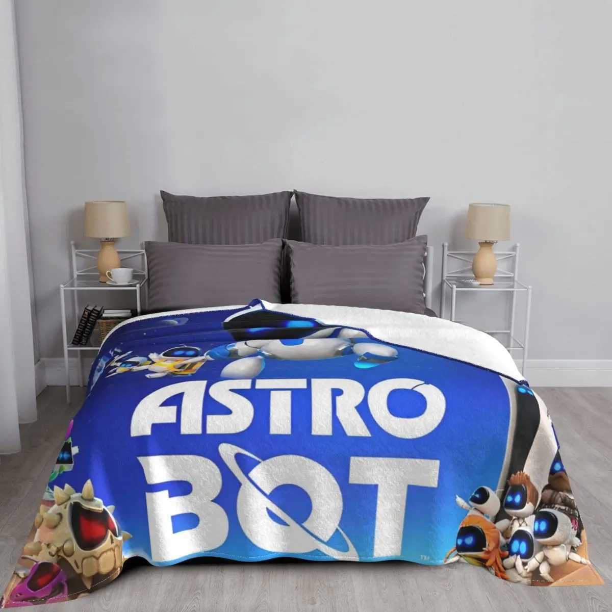 Astro Bot Coral Fleece Plush Throw Blankets Adorable Robots Video Game Blanket for Bed Outdoor Warm Bedding ThrowsXJ241210