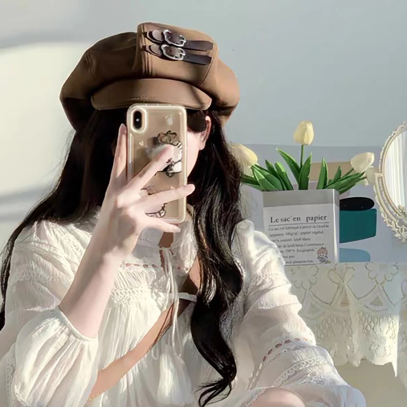 Wool retro octagonal womens s boy hat autumn and winter warm street snaps fashion show face cute Yunbeilei hat 241209