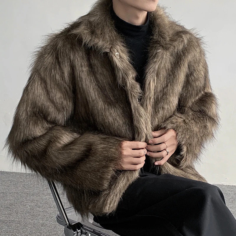 FEWQ mens cotton warm short wool coat fur leather jacket fashion 2023 autumn winter trend simple clothing top 9C3605 241209