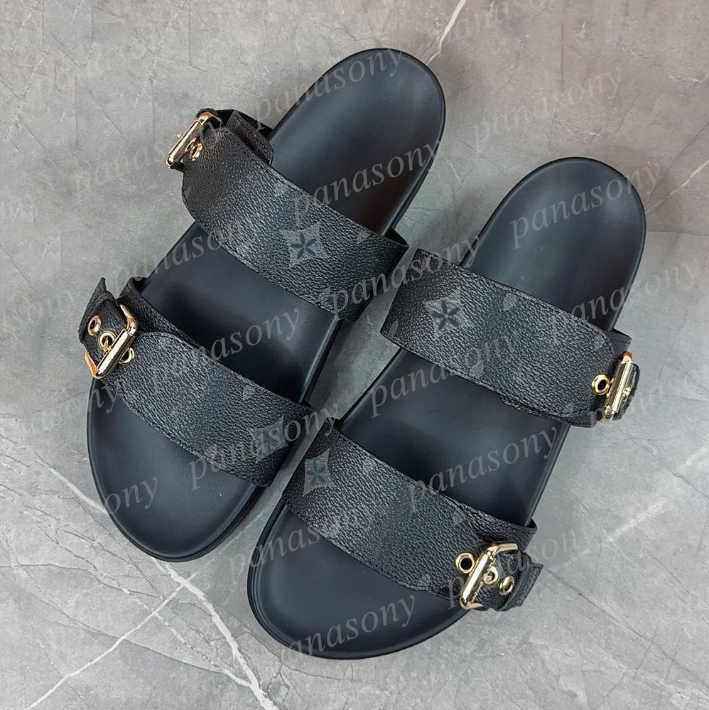 Leather sandal Slipper Casual Shoe summer beach gladiator Mules hasp New womans Flat sandles Heels Slide luxury Designer Sliders sandale 36-45