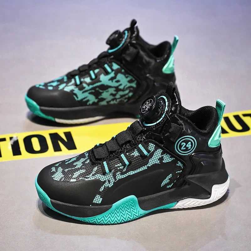 Childrens 30-40 Rotating Button Casual Sports Shoes Spring and Autumn New 2024 Boys Running Shoes Anti slip Basketball X2503221