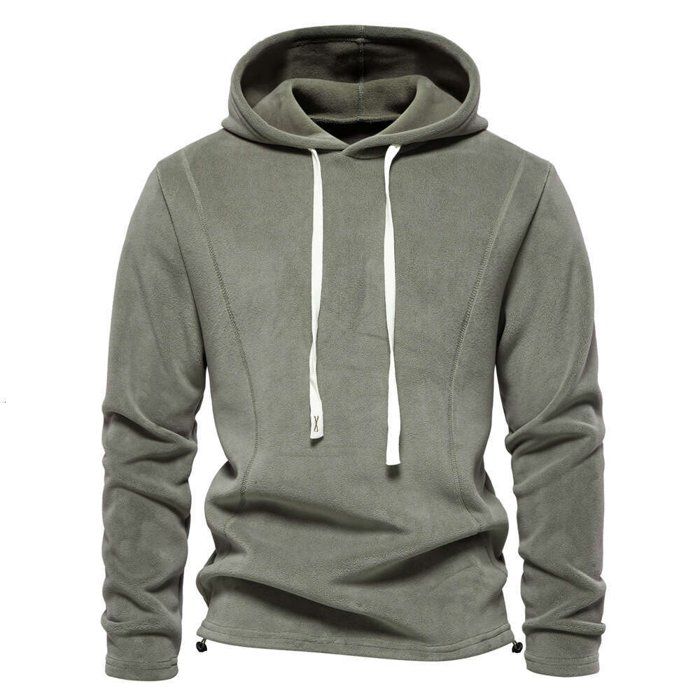 2024 autumn and winter new long sleeved hooded trend versatile men's fleece warm sweatshirt