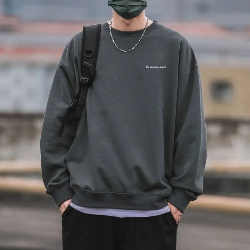 American Retro Autumn Boyfriend Patchwork Round Neck Letter Fashion Solid Color Loose Casual Long Sleeved Sweatshirt 241209