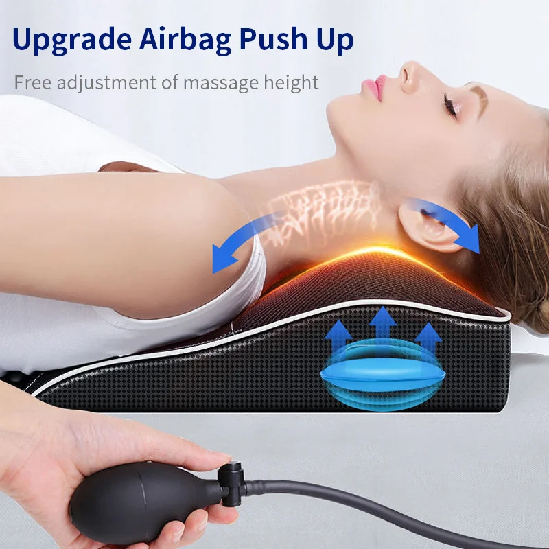 JAIYORL Electric Neck Pillow Shiatsu Head Cervical Ttraction Body Back Waist Massager Car With Heating Vibrating Massage